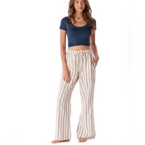 NWT Lotus and Luna Sailor Striped gauze blue|cream pants sz M